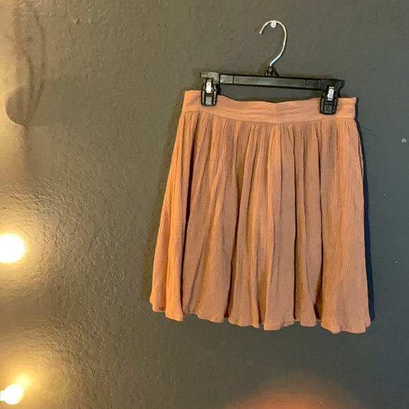 High Waisted Tan Linen Flounce Skirt - Picture 1 of 4